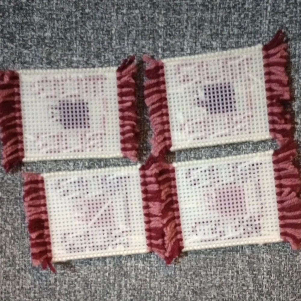 Hand Crafted Pink and Cream Mug Rugs